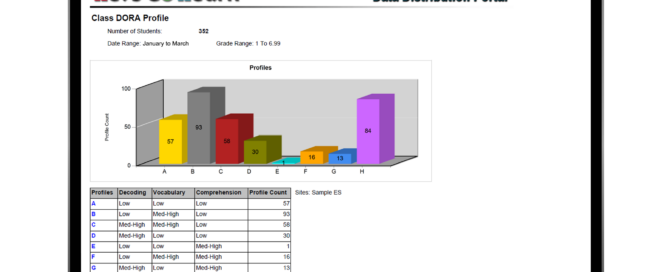 Sample DORA Profile Report showing How to Assess and Adjust Mid-Year Academic Goals