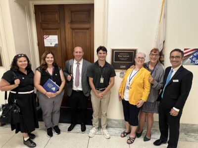 The California SELS team visited the office of Representative Ken Calvert to discuss critical issues in education. Pictured on the far left is Teresa Copple, the 2023 CEC Special Education Teacher of the Year, and on the far right is Richard Capone, CEO of Let's Go Learn. Key topics included the ongoing importance of IDEA, the urgent need for special education funding, and the growing demand for mental health resources.